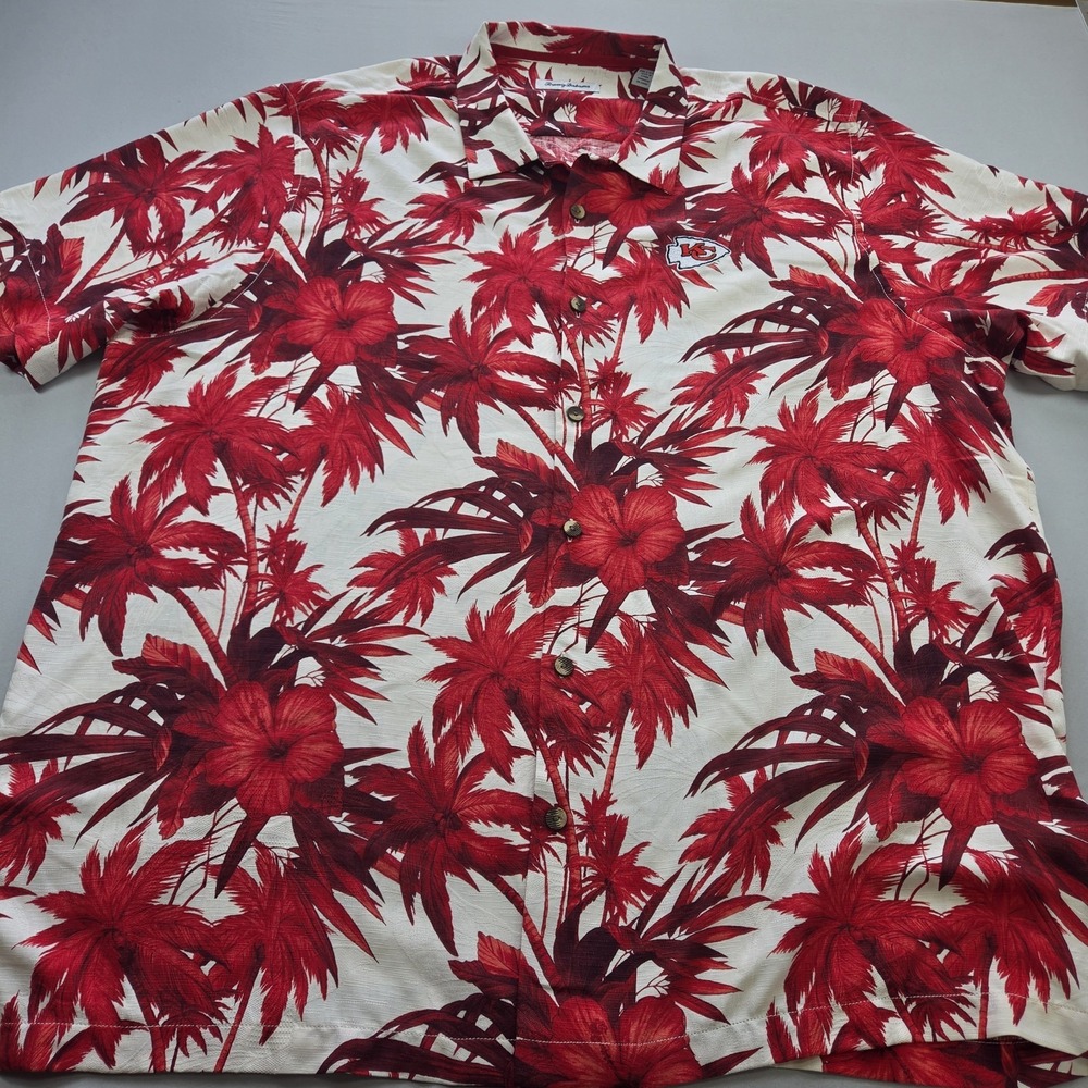 Tommy Bahama Kansas City Chiefs Hawaiian Shirt 3XLT Silk NFL Button Up Football